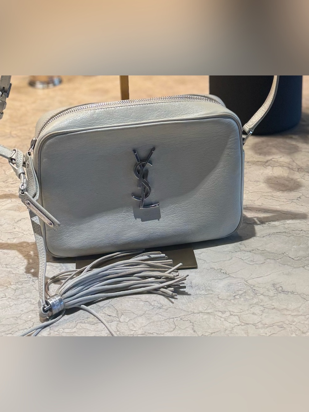 Yves Saint Laurent Cream Leather Camera Bag with Tassel~ COA
